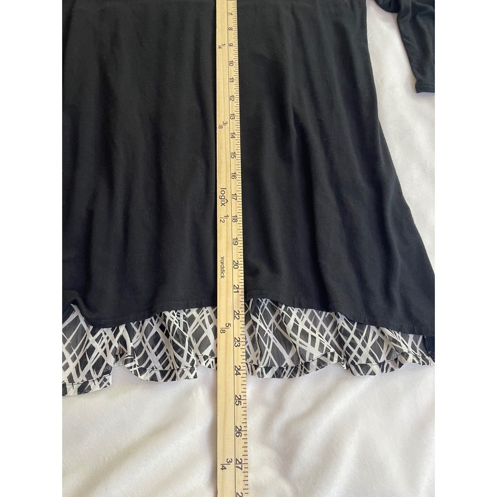 Wados Womens Black Mixed Media Geometric Print Tunic Top 3/4 Sleeve Small - Picture 6 of 9